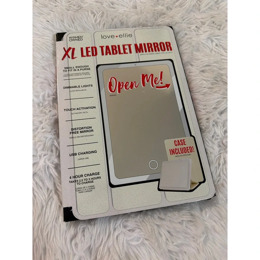 Love Ellie XL LED Tablet Mirror Dimmable Touch Lighted Makeup Mirror with Case